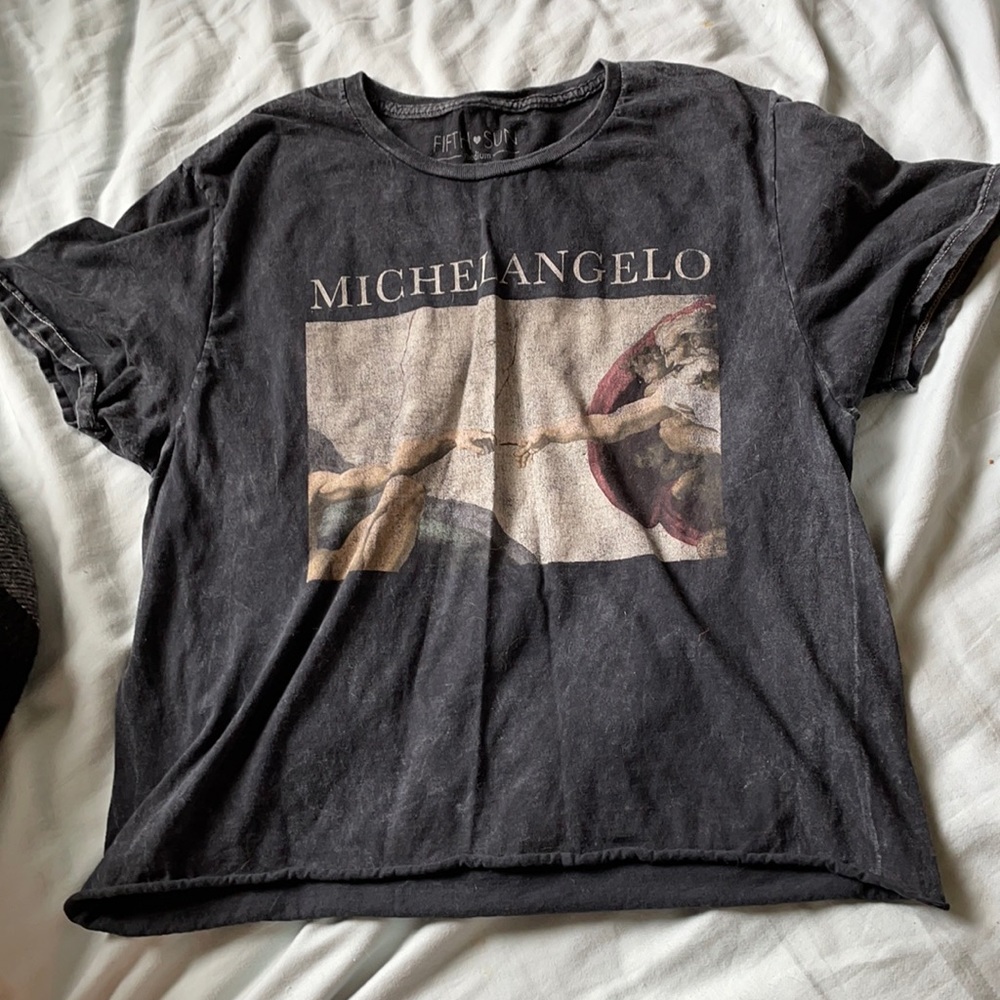 trendy acid washed vintage crop top